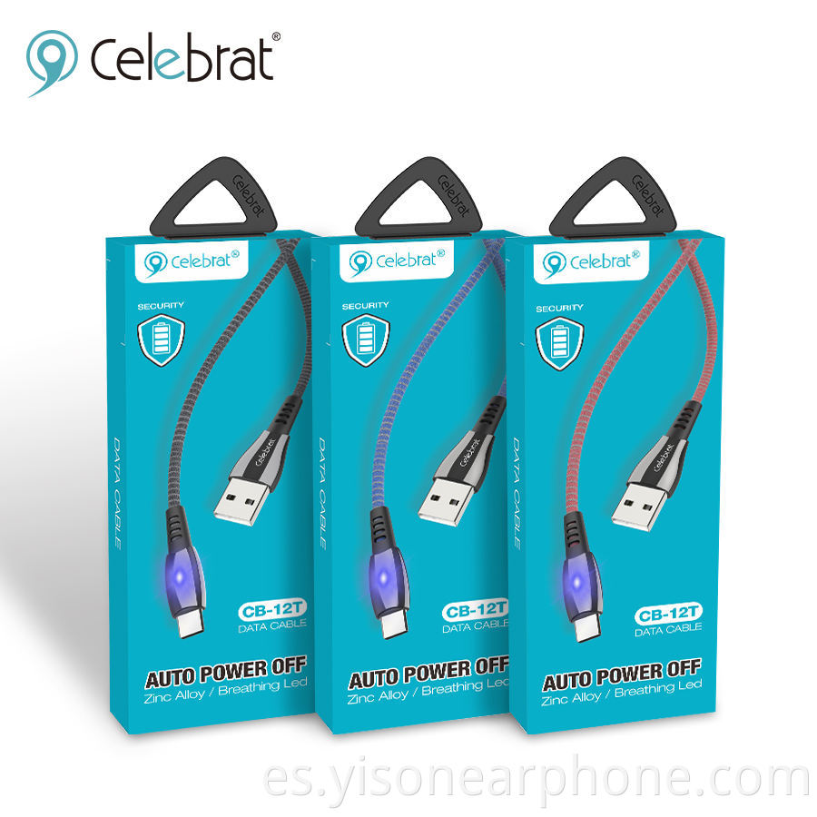 Venta al por mayor de fábrica CB-12T Fabricación de chaqueta de PVC + TPE Cable de carga rápida tipo C USB para Samsung para Huawei